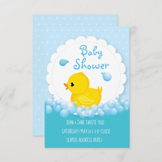 Convites para Bebê de Bath-time Duck (Frente/Verso)