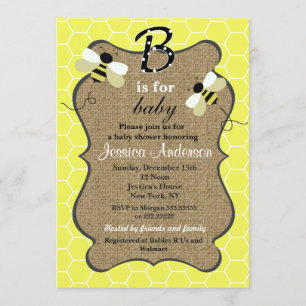 Convites para Bebê e Bebê Burlap