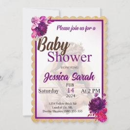 Convites para Bebê Roxo Boho
