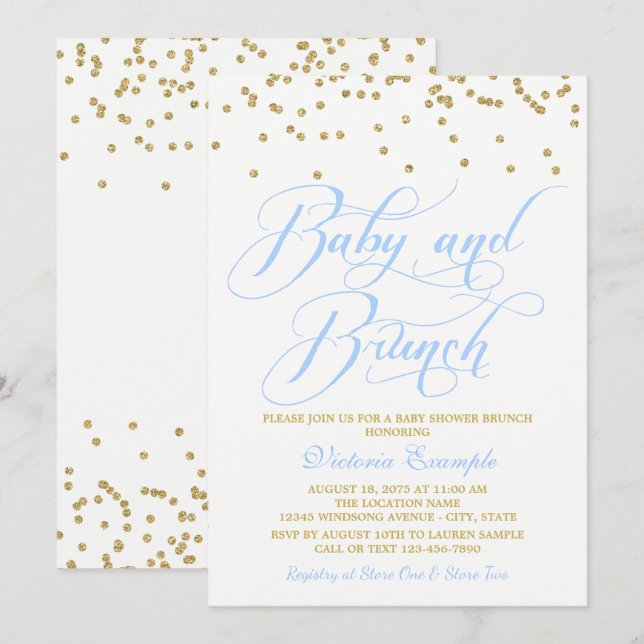 Convites para Brunch de Chá de Bebê Menino (Frente/Verso)