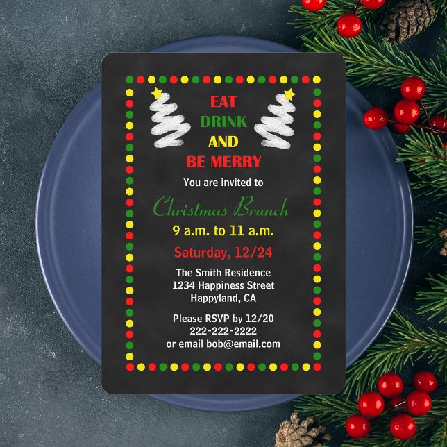 Convites para Brunch de Natal em Quadro Chalkboard (Criador carregado)