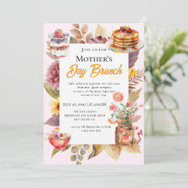 Convites para Brunch do Dia das Mães com flores si