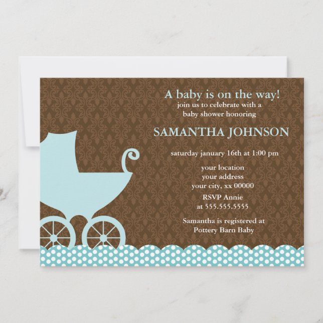 Convites para Carruagem de Damasco e Bebês (Frente)