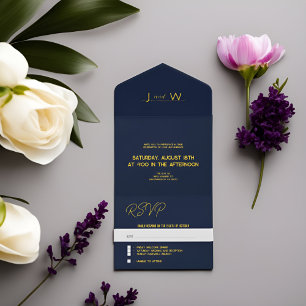 Convites para Casamento All-in-One Clássico Elegan