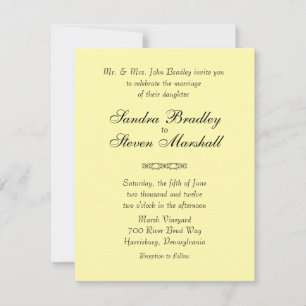 Convites para Casamento Amarelo Sólido
