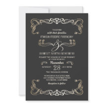 Convites para Casamento Art Deco Dourado