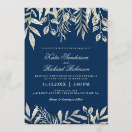 Convites para Casamento Azul de Prata e Marinho