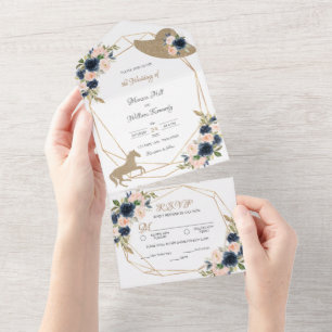 Convites para Casamento Blush & Marinho Kentucky