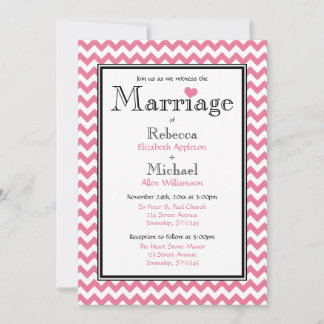 Convites para Casamento Branca e Rosa Chevron