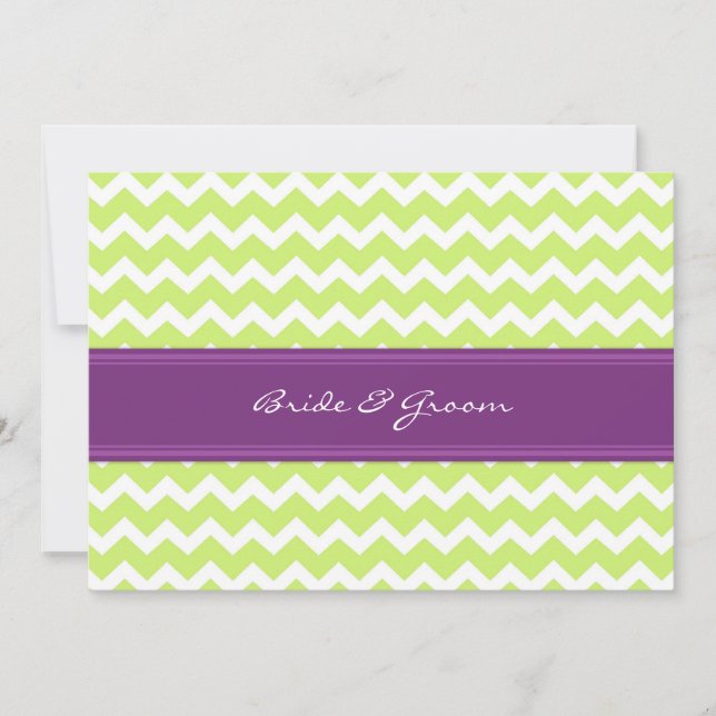 Convites para Casamento Chevron Verde (Frente)