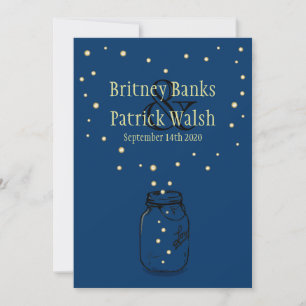 Convites para Casamento com Firefly Mason Jar Azul