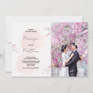 Convites para Casamento com Flor Rosa com Fotograf