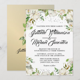Convites para Casamento com Flores Brancas e Doura