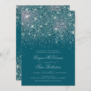 Convites para Casamento com Glitter Teal