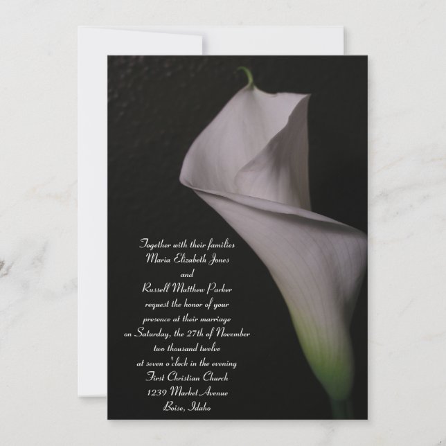 Convites para Casamento com Lily White Calla (Frente)