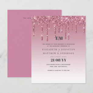 Convites para Casamento com Luminosas Rosa BUDGET