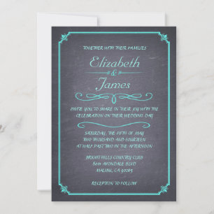 Convites para Casamento com Qualkboard Aqua Vintag
