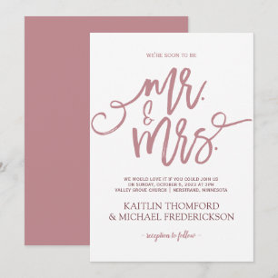 Convites para Casamento com Rosa Dusty  Escrita do