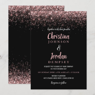 Convites para Casamento com Sparkle rosa Dourado