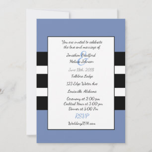 Convites para Casamento com Stripe Moderna Azul e 