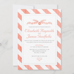 Convites para Casamento com Stripes de Coral