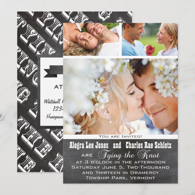Convites para Casamento com Tipografia Fotográfica (Frente/Verso)