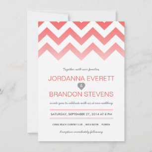 Convites para Casamento Coral Chevron Ombre
