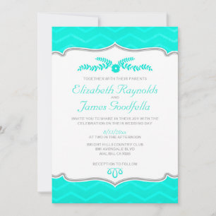 Convites para Casamento de Aqua Zigzag
