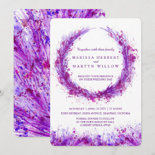 Convites para casamento de arte de aquarela roxa