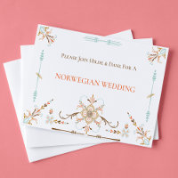 Convites para Casamento de Arte Folk Norueguês