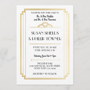 Convites para Casamento de Arte White e Dourada de