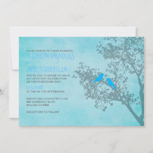 Convites para Casamento de Aves Azuis Rústicas