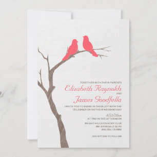 Convites para Casamento de Aves Vermelhas Modernas