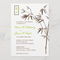 Convites para Casamento de Bambu Monograma| Marrom