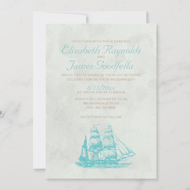 Convites para Casamento de Barcos Rústicos (Frente)