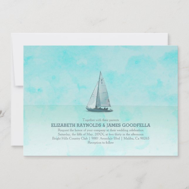 Convites para Casamento de Barcos Whimsical (Frente)