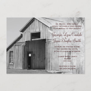 Convites para Casamento de Barn Rural Rustic Count