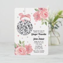 Convites para Casamento de Bola de Disco Rosa Flor