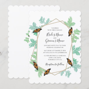 Convites para Casamento de Borboleta Monarca Elega