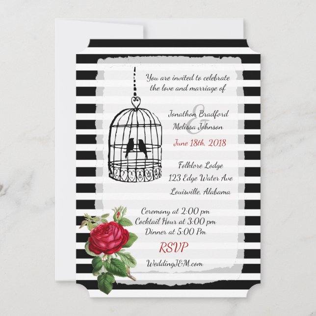 Convites para Casamento de Burgundy Black White Bi (Frente)
