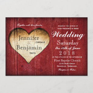 Convites para Casamento de Campo Coração de Madeir