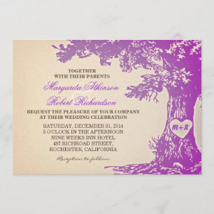 convites para casamento de carvalhos velhos e roxo