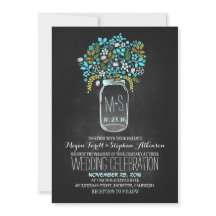 convites para casamento de chalkboard floral mason