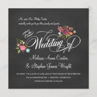 Convites para Casamento de Chalkboard Rustic Flora