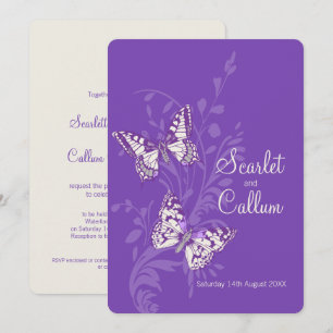 Convites para casamento de chantilly roxa