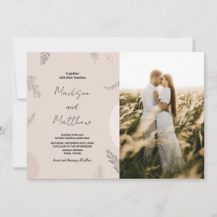 Convites para Casamento de Cinzas Beige com foto