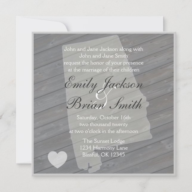 Convites para casamento de cinzas Rustic wood Alab (Frente)
