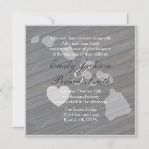 Convites para casamento de cinzas Rustic wood Hawa