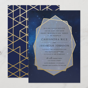 Convites para Casamento de Constelação Azul Meia-N
