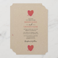 Convites para Casamento de Coração Rustic Watercol